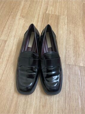 Franco Sarto Black Patent Penny Loafers